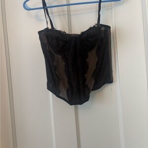 Urban Outfitters Black Sheer Lace Crop Top